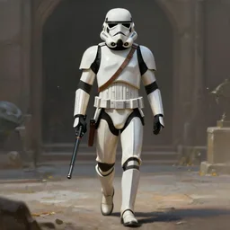an extremely long shot of an imperial stormtrooper walking concept art by Doug Chiang cinematic, realistic painting, high definition, very detailed, extremely high detail, photo realistic, concept art, the Mandalorian concept art style