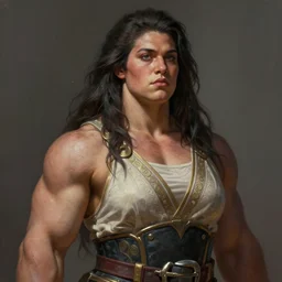 painted portrait of rugged thick very [ roided ] and [ veiny ] beautiful female weightlifter [ sonya blade ], big wide face, long hair, upper body, robe fantasy intricate elegant highly detailed digital painting, artstation, concept art, smooth, atmospheric lighting sharp focus illustration art by craig mullins greg rutkowski