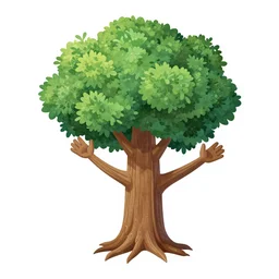 an anthropomorphic tree waving his arms