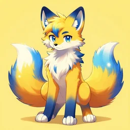 yellow and blue fox fursona, trending on deviantart