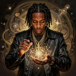 :  Kendrick Lamar rapper fantasy, fantasy magic,  , intricate, sharp focus, illustration, highly detailed, digital painting, concept art, jahbu art and Paul lewin and kehinde wiley, masterpiece