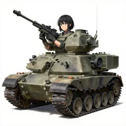 concept art medium angle portrait of an anthropomorphic himars weapons system reimagined as a onee - san character from a trending anime show