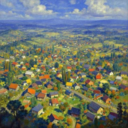 cloisonnism digital painting of sprawling village in no mans sky masterpiece moebius bekskinski