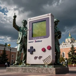 award - winning photograph of a statue commemorating tetris on gameboy in russia