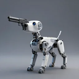 a gun stripped to a robot dog from boston dynamics, photorealistic, octane render, 3 d, unreal engine