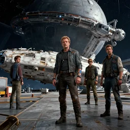 worn spaceship docked at the glorious empire's largest orbital station. andreas achenbach, artgerm, mikko lagerstedt, zack snyder