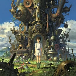 An anime movie background matte painting of a surreal alternate dimension, sci-fi, fantasy, steampunk, by Makoto Shinkai, trending on Artstation, highly detailed