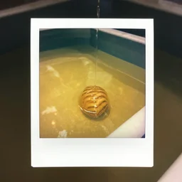 a polaroid of a pool full of honey