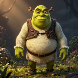 shrek in fortiche productions art style, league of legends cinematic, dramatic lighting, stylized npr cgi render
