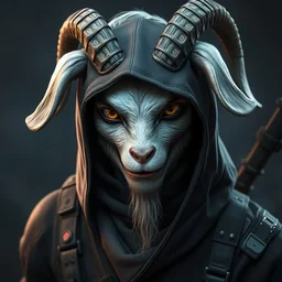 portrait ninja goat 🐏 young, style artstation, style greg rutkowsk, ciberpunk, comic art book, biopunk, octane render, unreal engine 6, epic game graphics