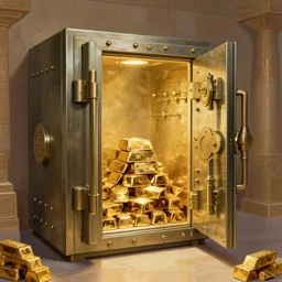 a bank vault for gold ingots in the style of ancient sumeria, art by charlie bowater
