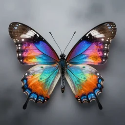 portrait of a butterfly, colorful, modern art deco, mads berg, karolis strautniekas, christopher balaskas, stippled light, fog, moody, fine texture, editorial illustration, dramatic lighting, dynamic composition, detailed, matte print, dynamic perspective, muted color