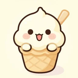 a very cute ice cream with a smily face and tongue, cudly, cartoon