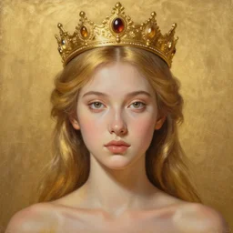 portrait of a goddess wearing a crown, smooth painting, ultra realistic, symmetrical, highly detailed, golden