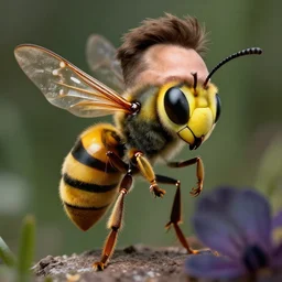 anthropomorphic wasp with head of elon musk