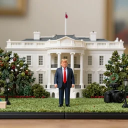 dollhouse diorama of donald trump in the whitehouse, macro photography, canon, dslr