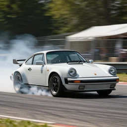 photo of a porsche 9 1 1 doing a burnout