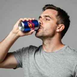 Mr. Rogers drinking a redbull, portrait, hyperrealistic