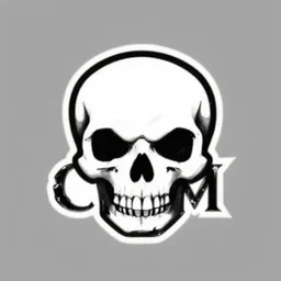 skull logo with c and m letters