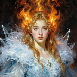 god of ice and fire, portrait painting by gaston bussiere, j. c. leyendecker, yoji shinkawa