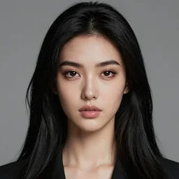 portrait of a tall 4 0 - year - old woman with thin lips, heavy - lidded eyes, a strong jaw and long, thick shining black hair, thick eyebrows and long eyelashes, wearing in black clothes, hyper realistic face, beautiful eyes, character art, art by mark brooks, hyperdetailed, cryengine, trending on artstation, digital art