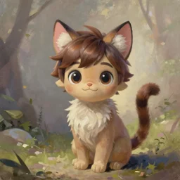 cute concept art fantasy painting of a boy with cat ears and tail, by artgerm, sylvain sarrailh, rossdraws, wlop, fursona, furaffinity, furry, deviant art, e 6 2 1, global illumination, tankoban, oil on canvas, smooth details, pixar animation style!