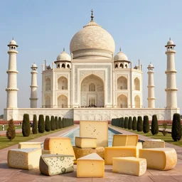 the taj mahal made out of different types of cheeses