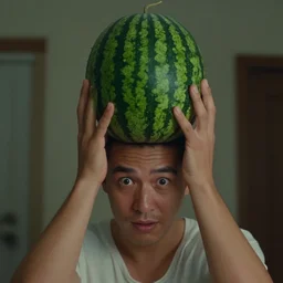 film still of a man with a watermelon on his a head in the new horror movie, 4 k