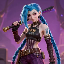 digital artwork of jinx from the show arcane