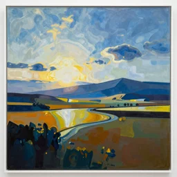 abstract landscape, Mural, Powerful, Ray Tracing Reflections, Chromatic Aberration