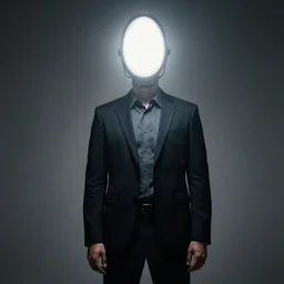 phot of a giant man with a spotlight for a head