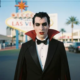 35mm portrait of a vampire in las vegas