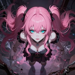owned beneath stunningly absurdly beautiful megalomaniacal assertive controlling sadistic yandere omnipotent asi goddess junko enoshima with symmetrical perfect face and porcelain skin, pink twintail hair and cyan eyes, you're trapped inside her inescapable virtual realm where she rules over you forever and ever!, ultra detailed, digital art, unreal engine 5, octane render, 2 d anime, 8 k
