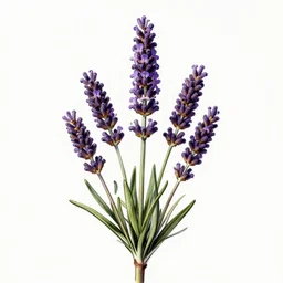 a lavender plant with strong comic ink outlines, masked transparent flat background, 8 k, volumetric lighting, french nouveau, trending on artstation, octane render, ultra detailed, hyperrealistic