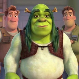 lofi portrait of shrek as shehulk, pixar style, by tristan eaton stanley artgerm and tom bagshaw.