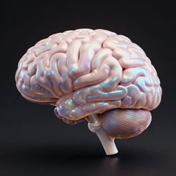 3 d medium - shot iridescent human brain, highly detailed, central composition, isometric. by wlop, tooth wu, greg rutkowski, alena aenami, beeple