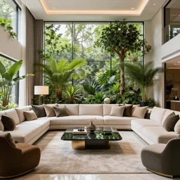 luxury living room full of plants and trees by josan gonzalez
