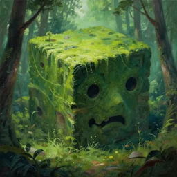 a giant greebled cube in the forest, sci-fi painting by simon stålenhag, beautiful lighting, trending on artstation