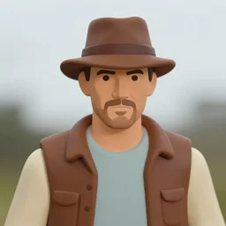 harrison ford indiana jones!!! neca!!! f dull flat plastic action figure by neca face close up headshot in the style of neca, character by neca, soft flat light, overcast