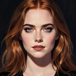 Emma Stone vampire:: in the style of Joshua Middleton comic art:: symmetrical face symmetrical eyes