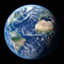 punctured planet earth as seen from space