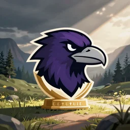 Raven mascot illustration, in the style of dribbble.