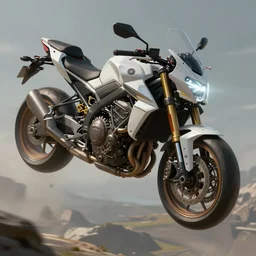 a concept art illustration, fantasy floating motorcycle, hyper realistic, photorealistic, art by wlop, trending on artstation, cgsociety, ultra sharp, digital painting