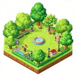 isometric garden landscape, 3dfx voodoo