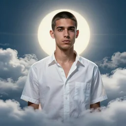 portrait of a ( ( ( un tequila ) ) ), ( ( bellaco guapo joven cubano pelo buzzed camisa blanca ) ), nubes y magia, el sol, concept character, by violet oakley and greg rutowski, trending on artstation
