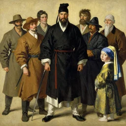 full body character of a handsome ancient chinese with beard, painting by masago kimiya, gaston bussiere, katsuya terada, nc wyeth, greg rutkowski, craig mullins, vermeer, frank frazetta, mucha, tom of finland, trending on artstation, jeffery catherine jones