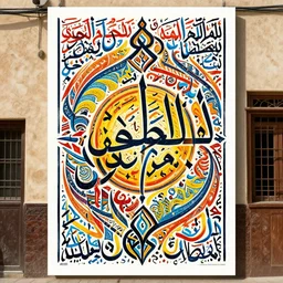 colorful arabic caligraphic poster street art style by el seed, yazan halwani,