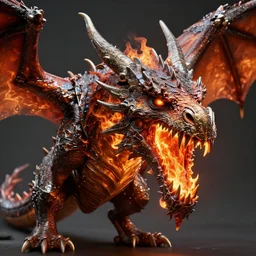 Giant, Steel, Firebreathing Dragon, dragon eyes, dragon fangs, Metal, Iron, Fire, Flames, Dragon, photo, render, unreal engine