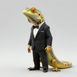 digital art of a lizard wearing a tuxedo