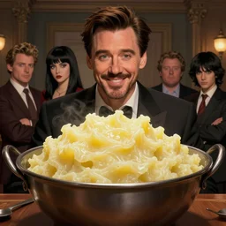 jim carrey inside mashed potatoes, hyper detailed, digital art, artstation, cinematic lighting, studio quality, smooth render, by caravaggio, artgerm, greg rutkowski, peter mohrbacher, hajime sorayama, boris vallejo, craig mullins